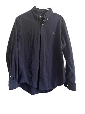 Polo Ralph Lauren Mens L Navy Blue Soft Cotton Button Down Shirt Pony Logo